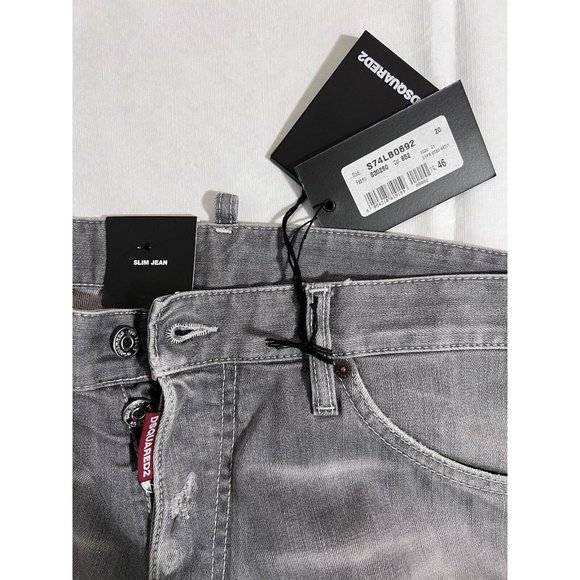 DSQUARED2 Mens Slim Jean IT46 W32 Denim Jeans S74LB0692S30260852 NWT Grey Gray - Picture 15 of 16